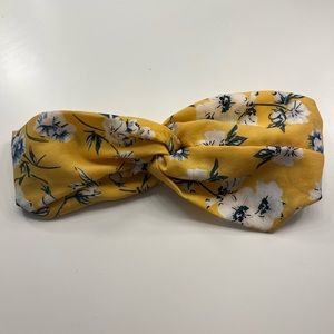 Floral Yellow Knot Twist Headband